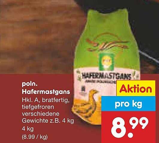 poln. Hafermastgans Hkl. A, brattfertig, tiefgefroren, 4 kg