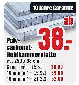 Polycarbonat-Hohlkammerplatte (ab 38,- €)