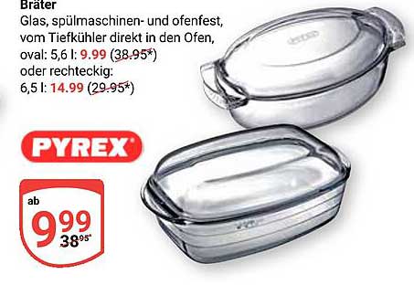 Pyrex Bräter, oval und rechteckig, spülmaschinen- und ofenfest