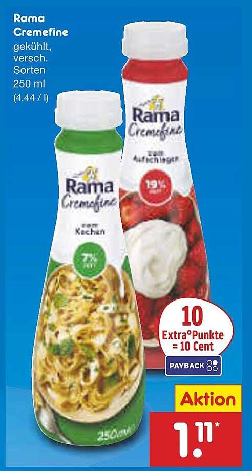 Rama Cremefine 250 ml – gekühlt, verschiedene Sorten