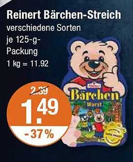 Reinert Bärchen-Streich verschiedene Sorten je 125-g-Packung