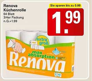 Renova Küchenrolle 64 Blatt 3/4er Packung