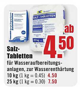 Salz-Tabletten für Wasseraufbereitungsanlagen zur Wasserenthärtung