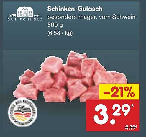 Schinken-Gulasch besonders mager, vom Schwein 500 g