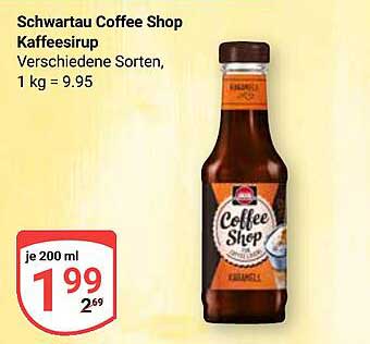 Schwartau Coffee Shop Kaffeesirup, verschiedene Sorten, 200 ml für 1,99 €
