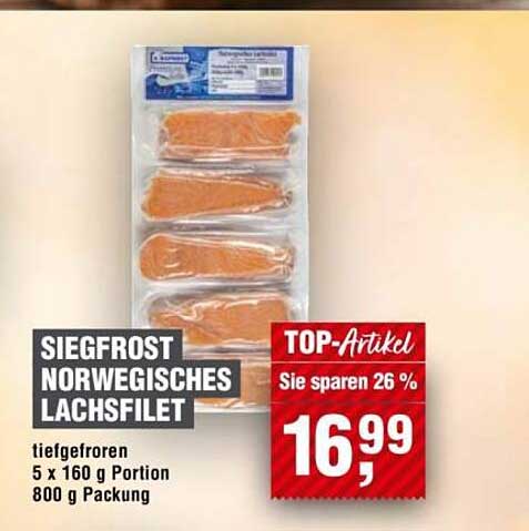 SIEGFROST Norwegisches Lachsfilet 800 g Packung