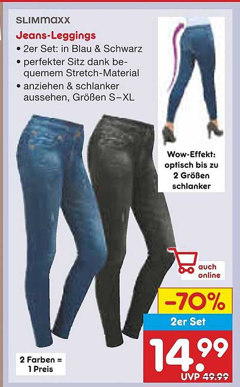 SLIMMAXX Jeans-Leggings 2er Set in Blau & Schwarz