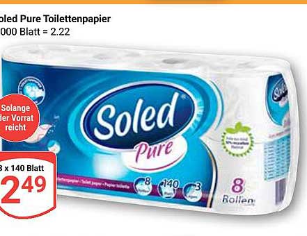 Soled Pure Toilettenpapier - 8 Rollen