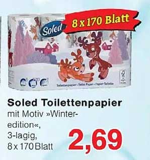 Soled Toilettenpapier mit Motiv »Winter-edition«, 3-lagig, 8 x 170 Blatt