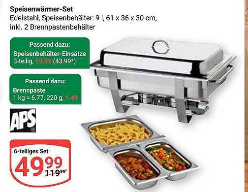 Speisenwärmer-Set 6-teilig, Edelstahl, 9 l