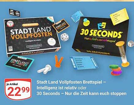 Stadt Land Vollpfosten Brettspiel – Intelligenz ist relativ oder 30 Seconds – Nur die Zeit kann euch stoppen