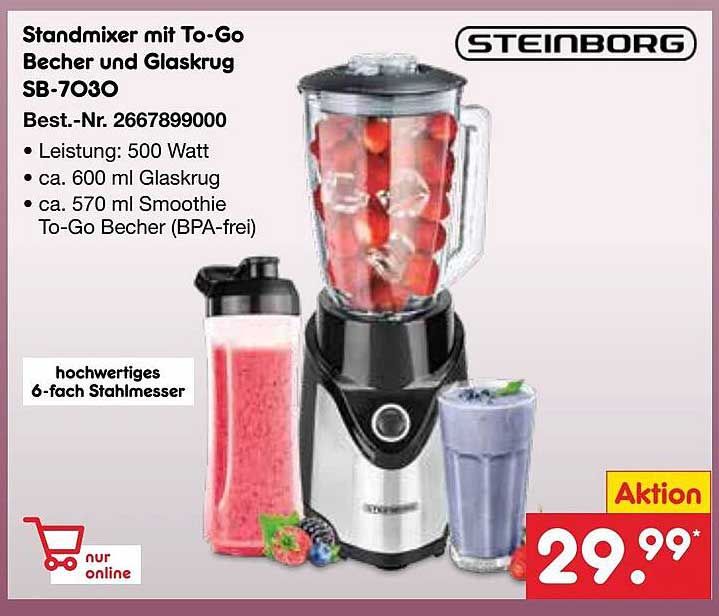 Standmixer mit To-Go Becher und Glaskrug SB-7030