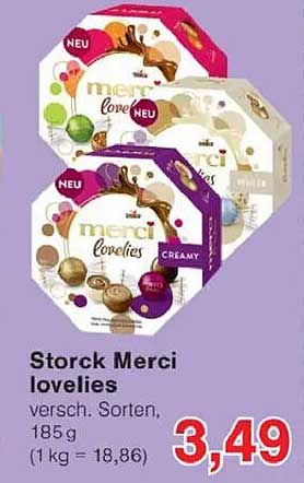 Storck Merci lovelies, verschiedene Sorten, 185 g