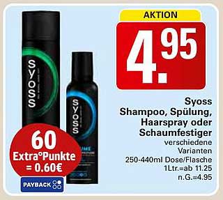 Syoss Shampoo, Spülung, Haarspray oder Schaumfestiger verschiedene Varianten