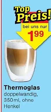 Thermoglas doppelwandig, 350ml, ohne Henkel