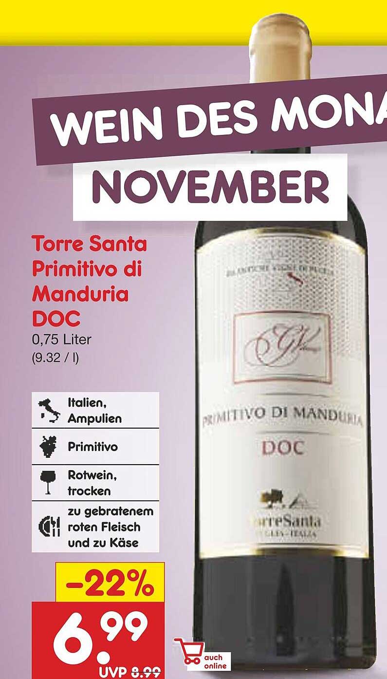 Torre Santa Primitivo di Manduria DOC 0,75 Liter