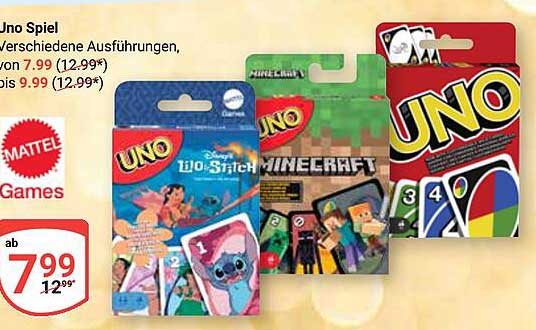 UNO Spiel - Verschiedene Ausführungen