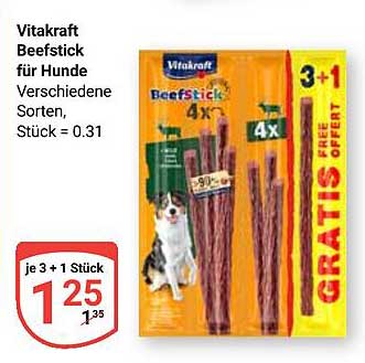Vitakraft Beefstick für Hunde – Verschiedene Sorten, 4 Stück