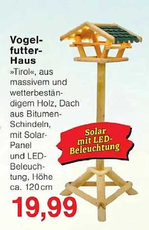 Vogelfutter-Haus »Tirol« mit Solarpanel und LED-Beleuchtung