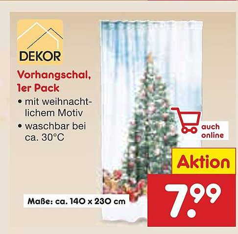Vorhangschal, 1er Pack mit weihnachtlichem Motiv