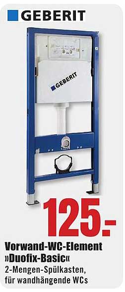 Vorwand-WC-Element »Duofix-Basic« 2-Mengen-Spülkasten für wandhängende WCs