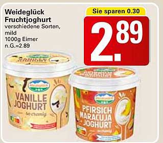 Weideglück Fruchtjoghurt verschiedene Sorten, mild 1000g Eimer