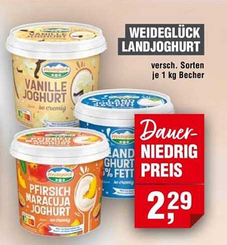 WEIDEGLÜCK LANDJOGHURT - verschiedene Sorten je 1 kg Becher