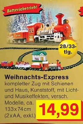 Weihnachts-Express - kompletter Zug mit Schienen und Haus