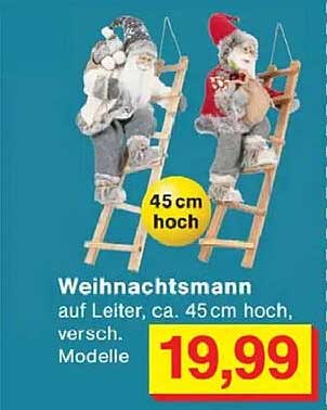Weihnachtsmann auf Leiter, ca. 45 cm hoch, versch. Modelle
