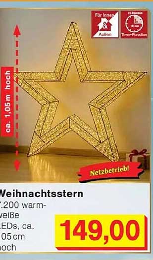 Weihnachtsstern mit 1.200 warm-weißen LEDs