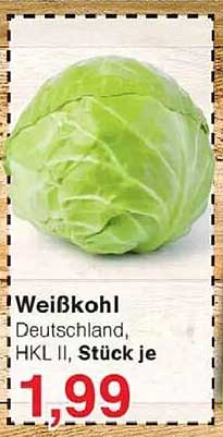 Weißkohl Deutschland, HKL II, Stück je