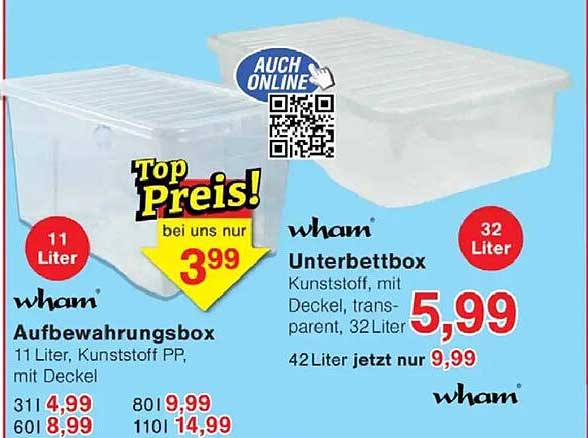 Wham Unterbettbox 32 Liter mit Deckel – nur 5,99 €
