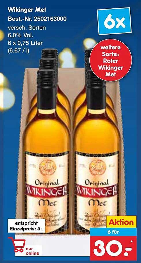 Wikinger Met 6 x 0,75 Liter - Aktion 6 für 30 €