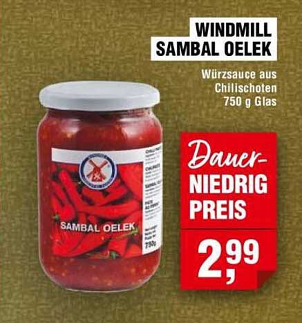 WINDMILL SAMBAL OELEK - Würzsauce aus Chilischoten 750 g Glas