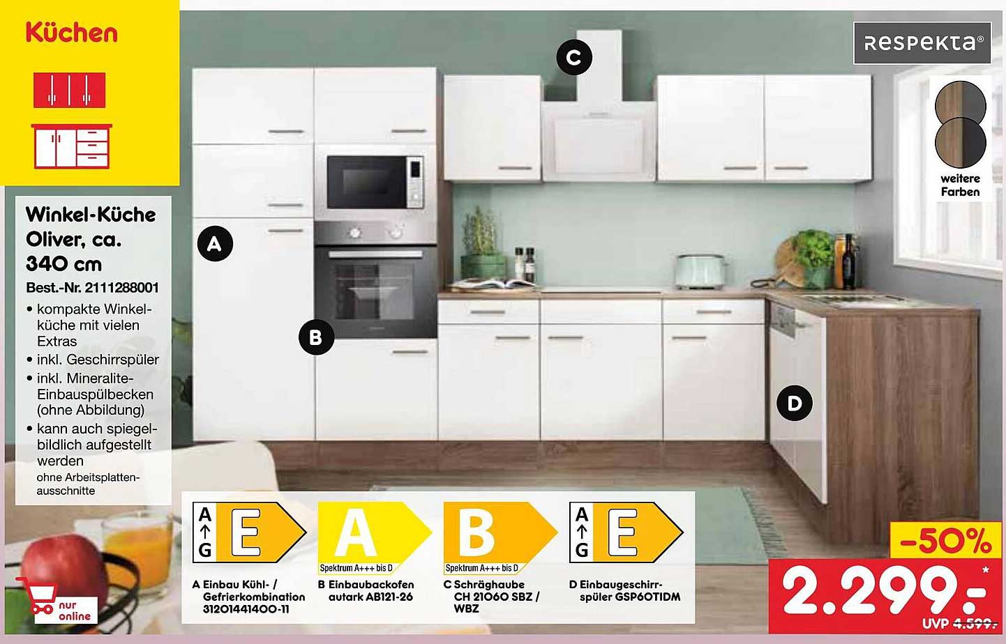 Winkel-Küche Oliver, ca. 340 cm