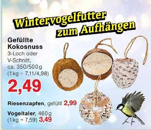 Wintervogelfutter zum Aufhängen - Gefüllte Kokosnuss
