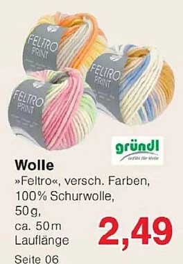 Wolle »Feltro«, versch. Farben, 100% Schurwolle, 50g