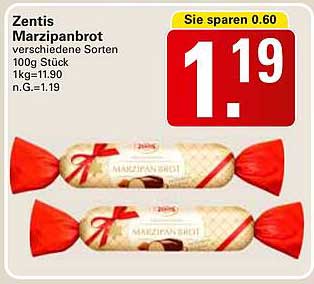 Zentis Marzipanbrot verschiedene Sorten 100g Stück