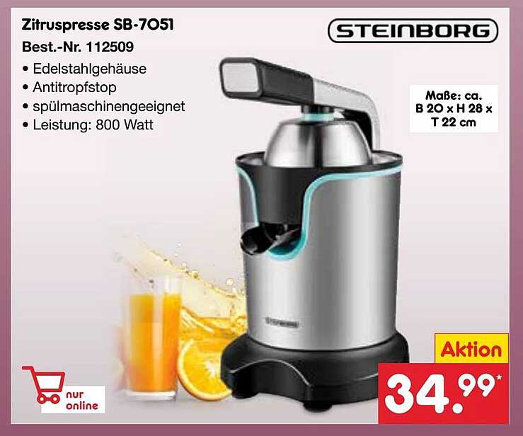Zitruspresse SB-7051 von Steinborg - Aktion!