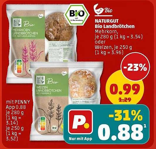 NATURGUT Bio Landbrötchen Mehrkorn oder Weizen