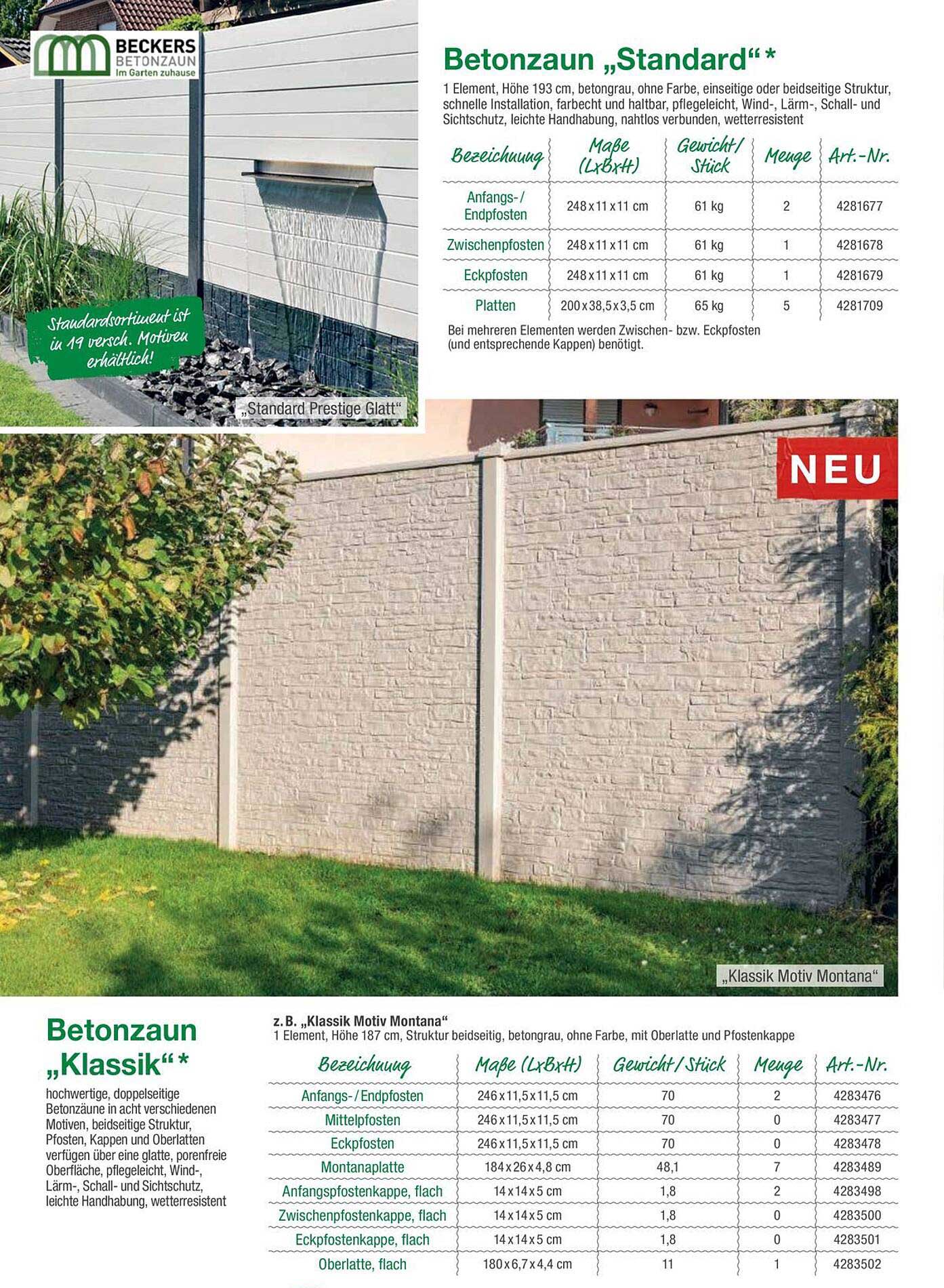 Betonzaun „Standard“