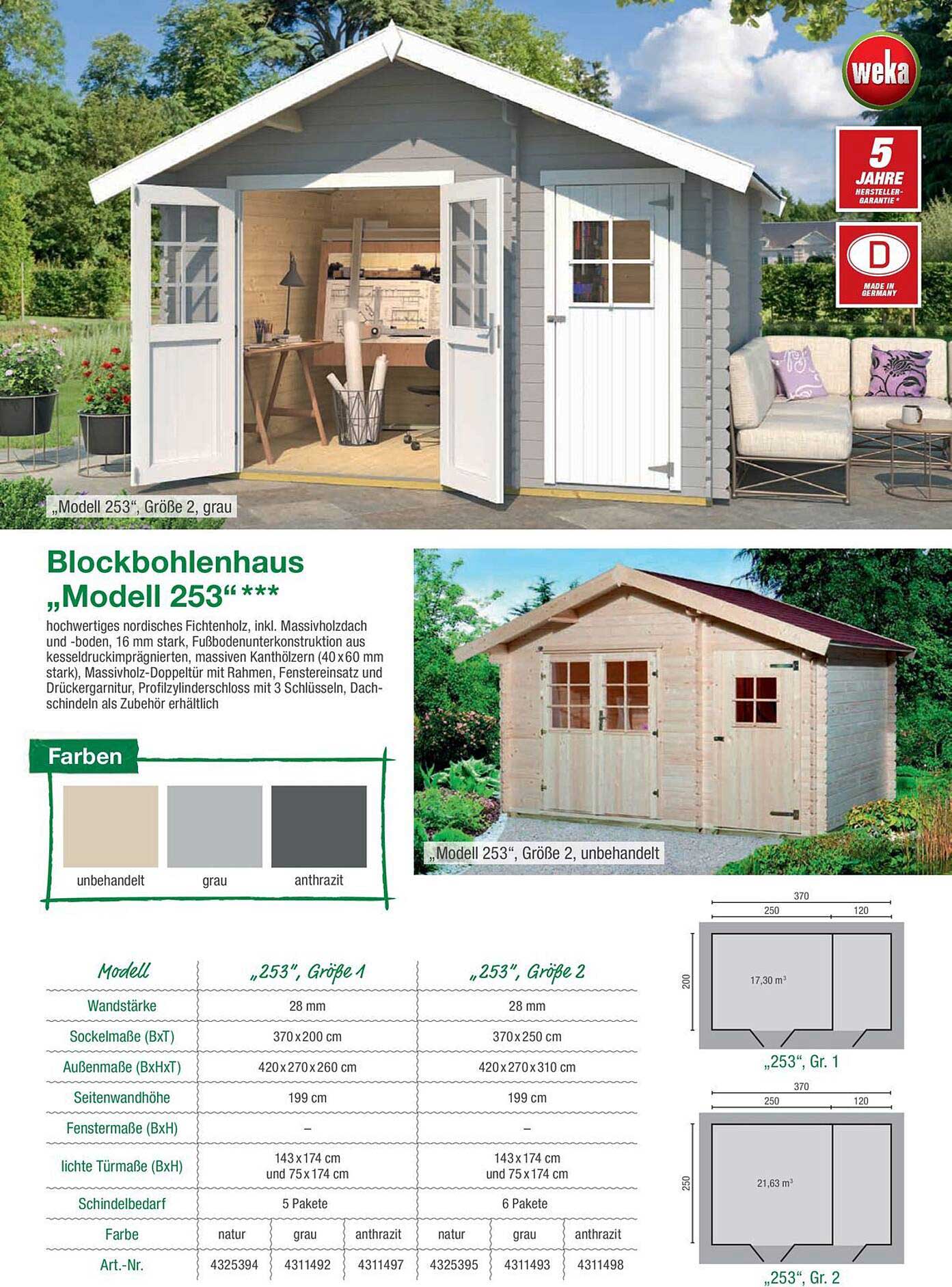 Blockbohlenhaus „Modell 253“***