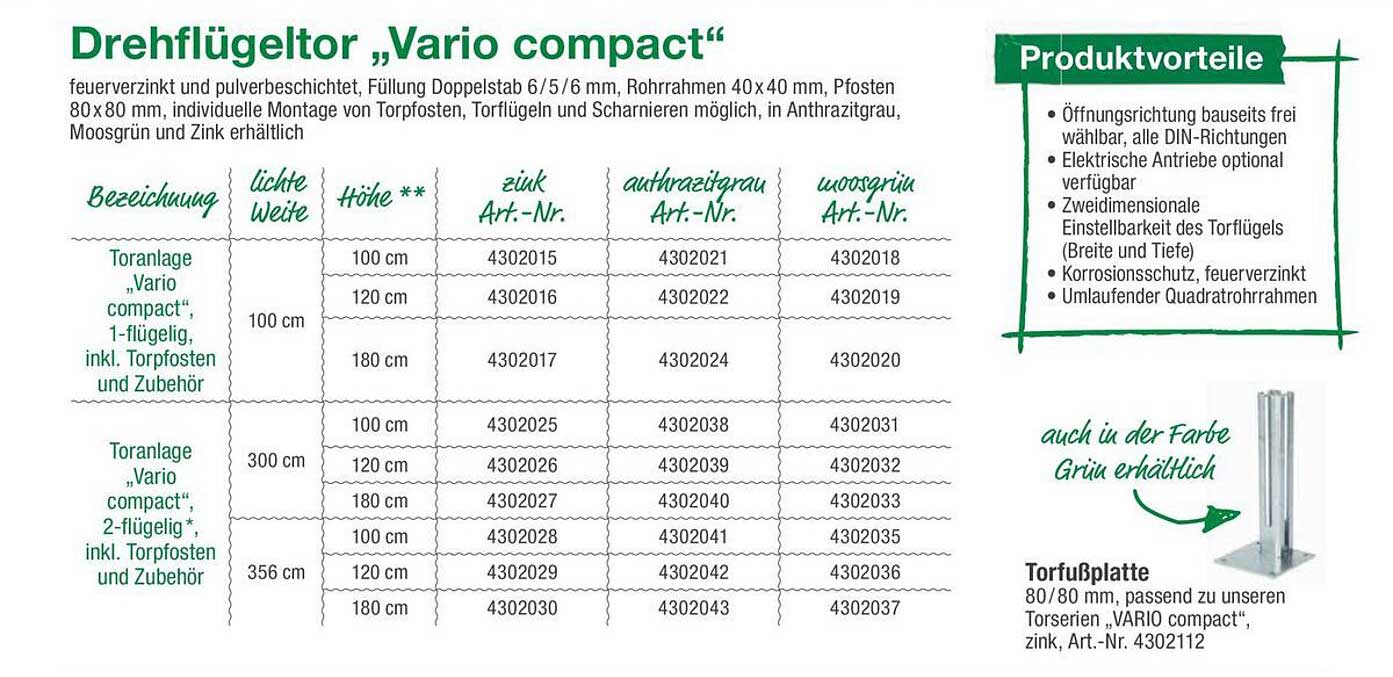 Drehflügeltor „Vario compact“