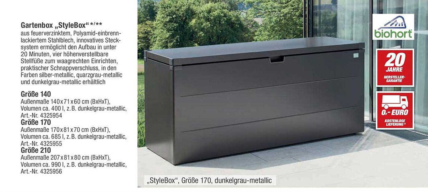 Gartenbox „StyleBox“, Größe 170, dunkelgrau-metallic