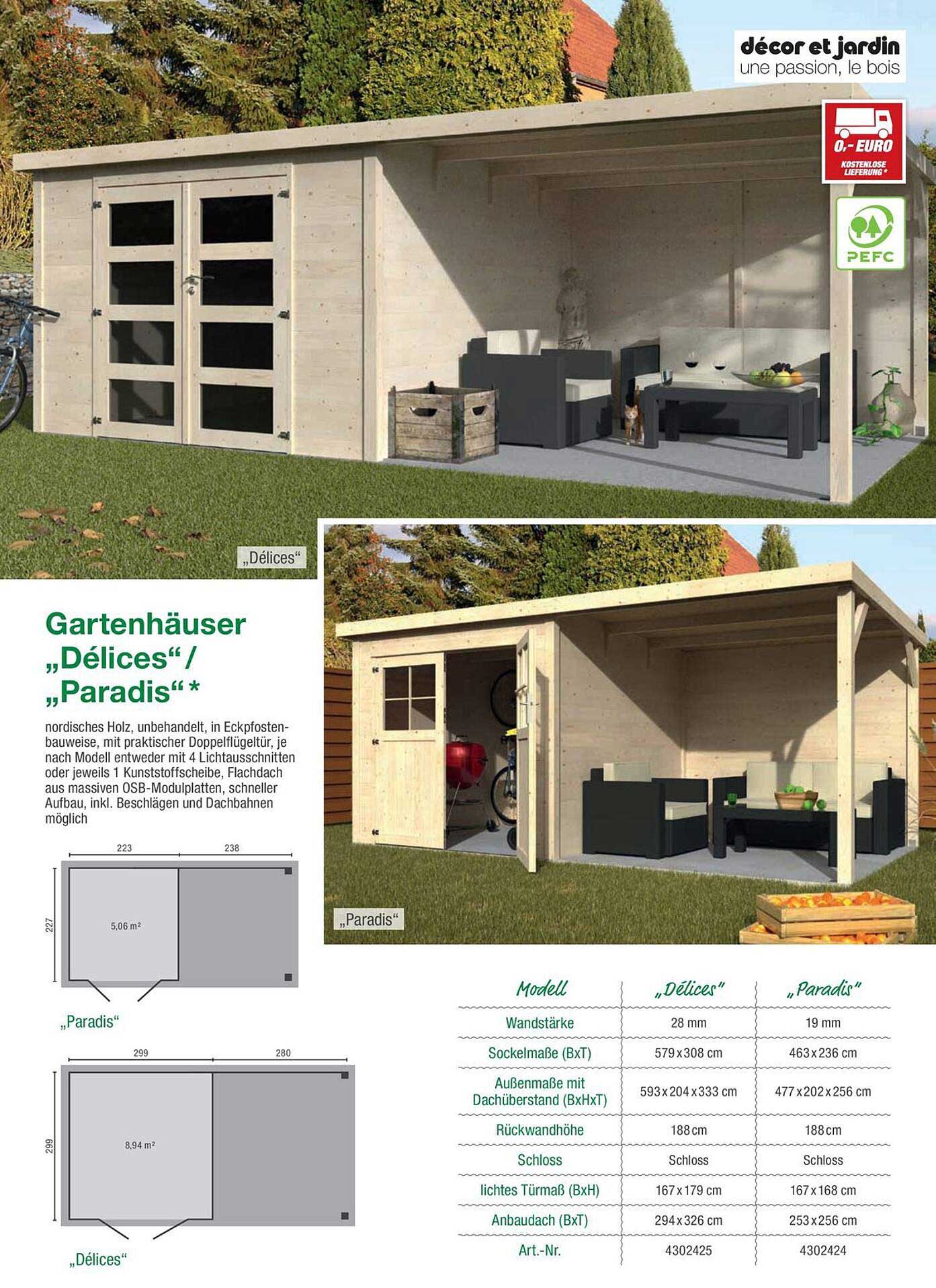 Gartenhäuser „Délices“ / „Paradis“