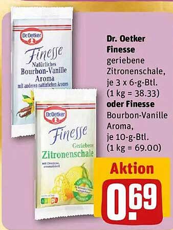 Dr. Oetker Finesse geriebene Zitronenschale oder Bourbon-Vanille Aroma