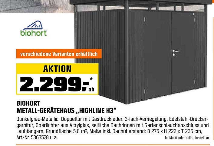 BIOHORT METALL-GERÄTEHAUS „HIGHLIGHT H3“