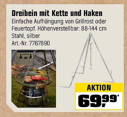Dreibein mit Kette und Haken