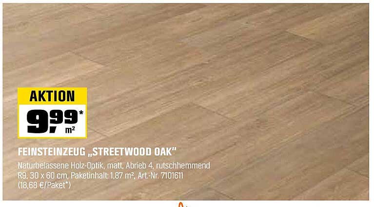 Feinsteinzeug "Streetwood Oak" für nur 9,99 €/m²