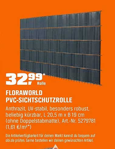 FLORAWORLD PVC-SICHTSCHUTZROLLE